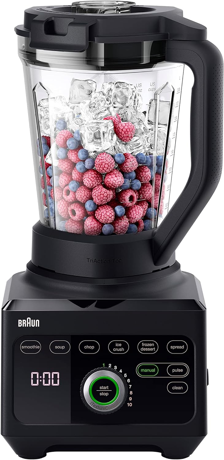 Braun Hochleistungsmixer PowerBlend 9 JB9040 – Standmixer mit Glas-Mixkrug, 18 Mixprogramme, 10 Gesc