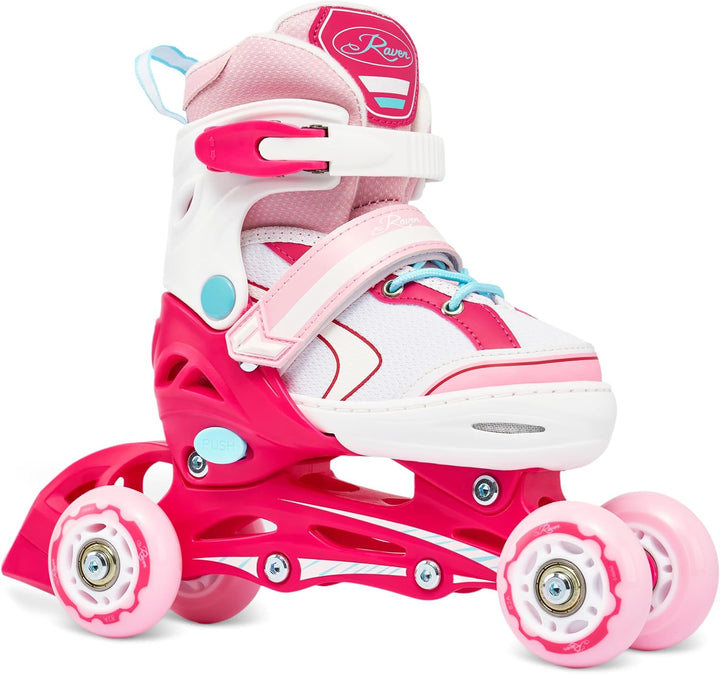 RAVEN 4in1 Inline Skates Triskates Rollschuhe Schlittschuhe Inliner für Kinder Mädchen verstellbar G