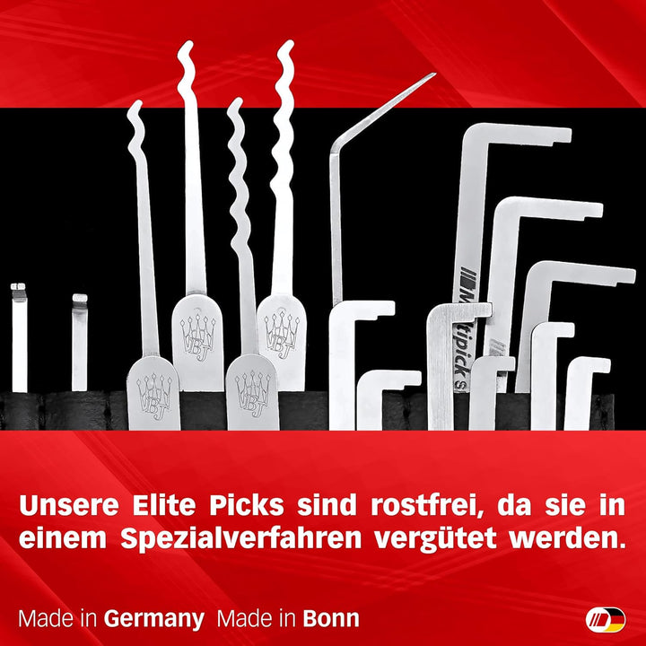 MULTIPICK ELITE 40 Profi Dietrich Set - [40 Tools | 0.4 + 0.6 mm] Made in Germany - Lockpick Tool, S