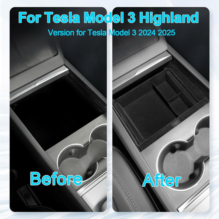 MIEBA Mittelkonsole Organizer-Ablage für neues Tesla Model 3 Highland 2024 2025 Model Y Juniper Zube