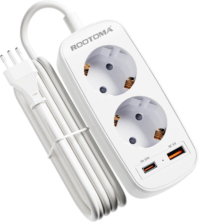 Adapter Italien Steckdose mit PD20W USB Schnellladegerät, Italien Stecker Adapter, 2-Fach Steckdosen