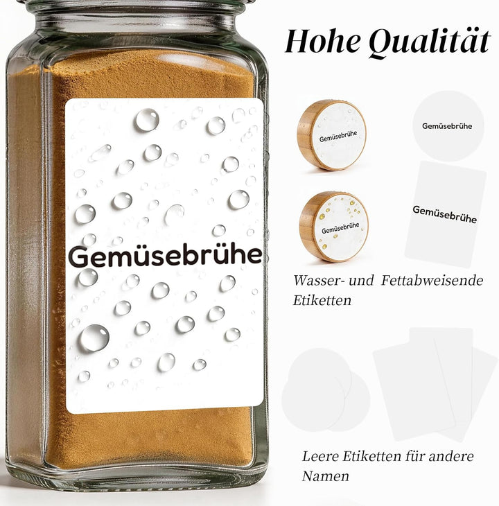 MHDCLY 24er Set Gewürzgläser Eckig mit Bambusdeckel (120ml) - Luftdichte Spice Jars &amp; Gewürzstreuer
