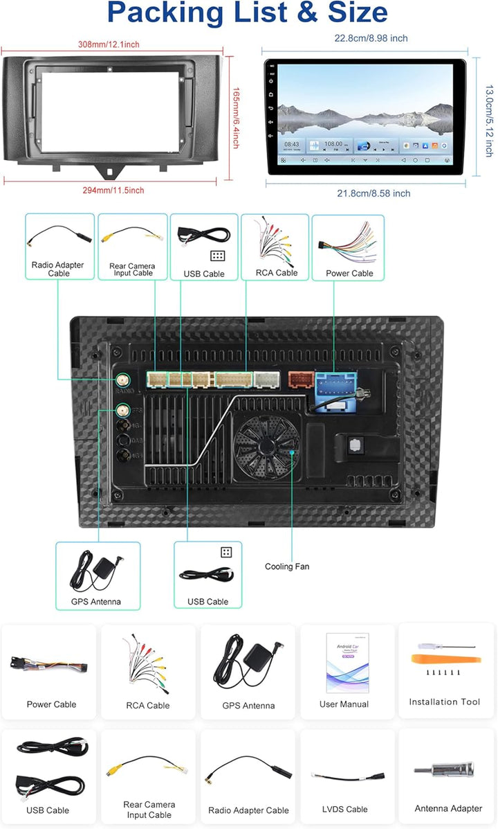 Android 15, 4G+64G 8-Kern CAMECHO Qualcomm Autoradio für Mercedes Benz Smart Fortwo W451 2011-2015 C