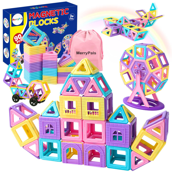 Magnetische Bausteine 90 Teile Magnetbausteine Magnet Spielzeug Magnetspiele Montessori Magnetische