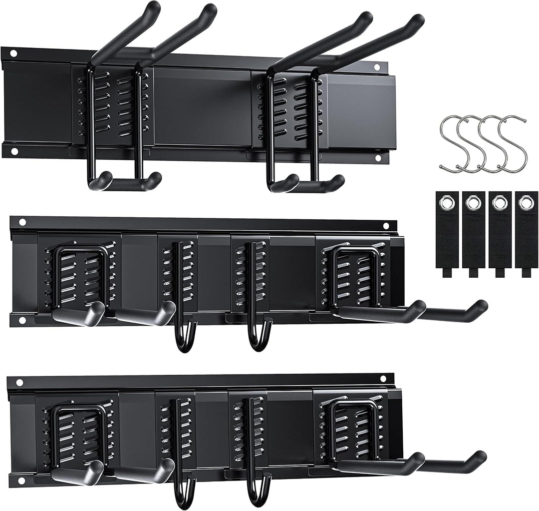 3-H Garage Aufbewahrung,120 cm Einstellbar 10 Wandhalterung Wandhaken und 4 S Haken 4 Aufbewahrungsg