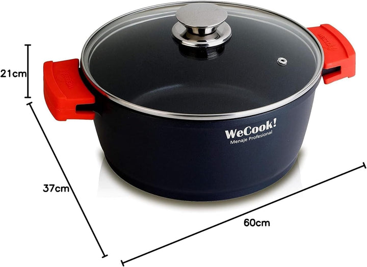 WECOOK! Ecostone Hoher Kochtopf 16 cm Induktion mit Glasdeckel, Antihaftbeschichtung XTRA DUPONT Öko