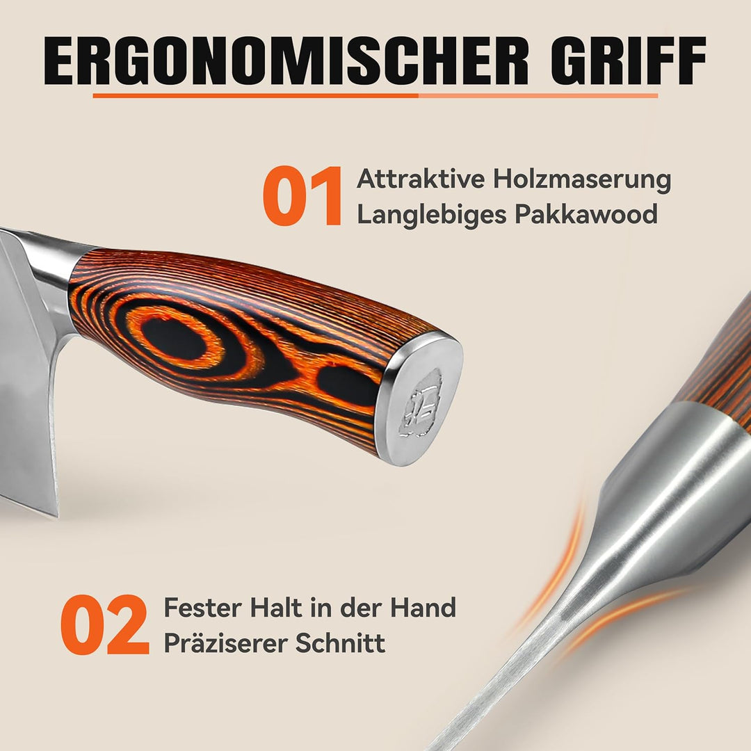 TUO Fiery Phoenix Chinesisches Kochmesser - Hohe Qualität Deutsche Stahl & Holzgriff (TC0702-17.00cm