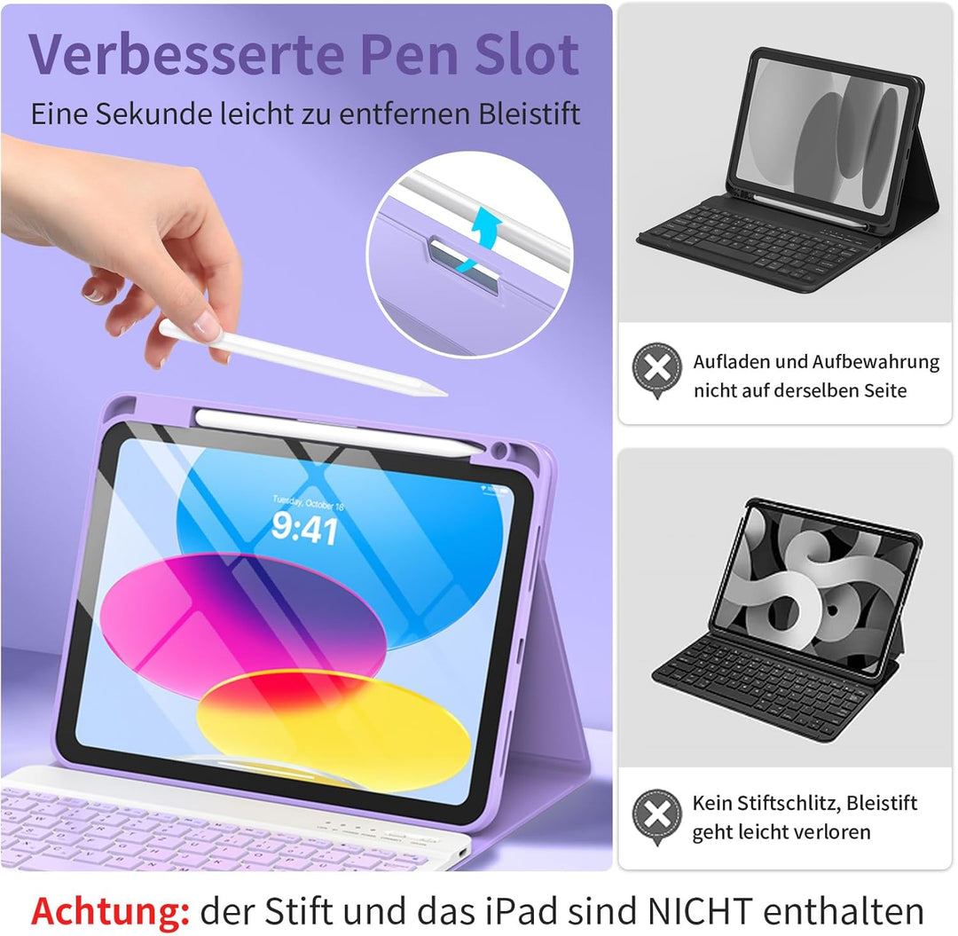 GAOJIE Tastatur Hülle für iPad A16 11 Generation 11 Zoll 2025/10 Generation 10,9 Zoll 2022, Schutzhü