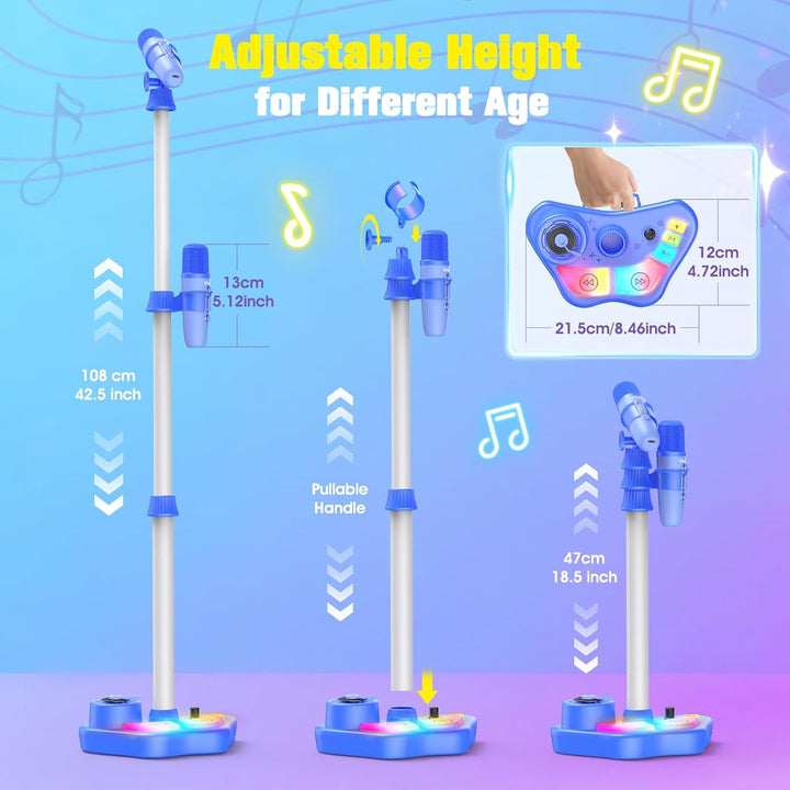 Dislocati Karaoke Maschine Kinder mit 2 Mikrofon und Verstellbarer Mikrofon Ständer, Ostern Geschenk