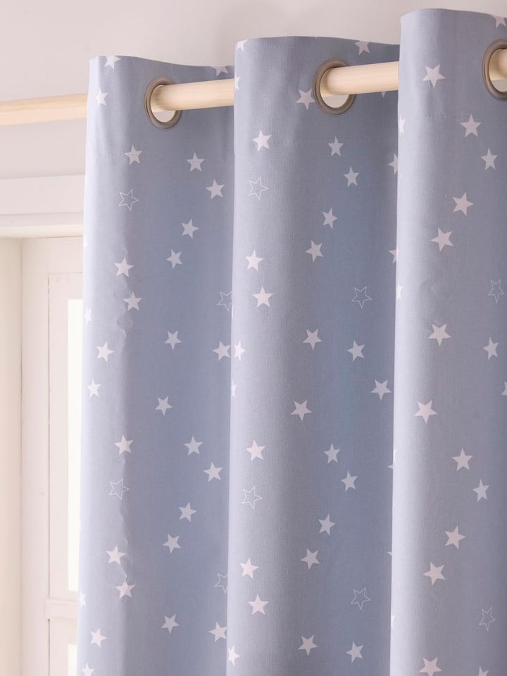 Vertbaudet Vorhang, blickdicht, Sterne, Baumwolle, blau, 135X260 138 Blau, 138 Blau