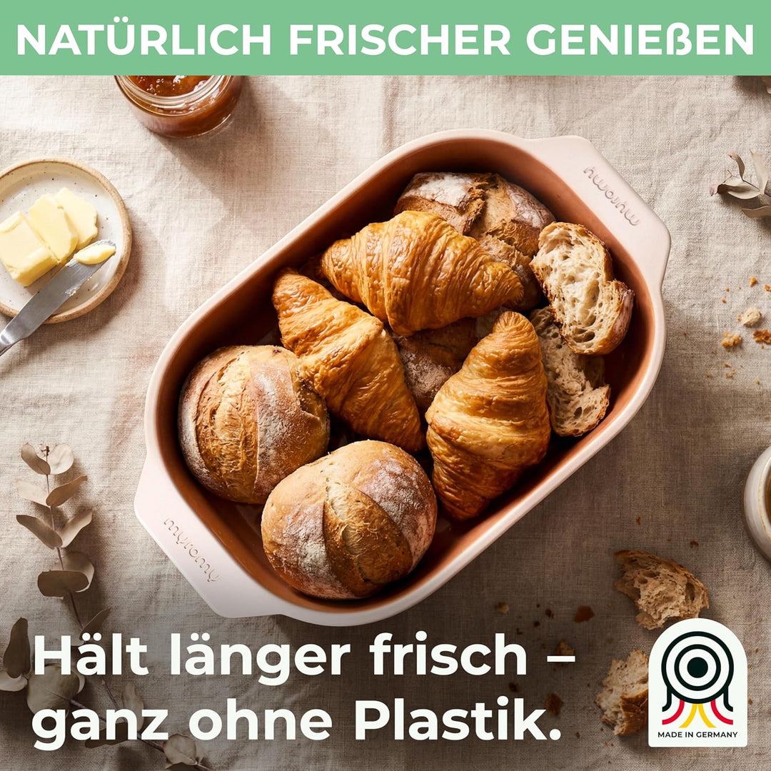 Brot-Frische-Topf – moderner Brottopf & Brotkasten aus Keramik Natur-Ton - atmungsaktiv & gegen Schi