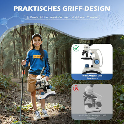SW100 40X-1000X Vergrösserung Kinder Verbundmikroskop für Anfänger, Einsteiger Mikroskop mit drehbar
