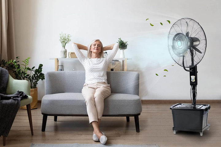 Sichler Haushaltsgeräte Ventilator mit Wasser: Profi-Aussen-Standventilator mit Sprühnebelfunktion,