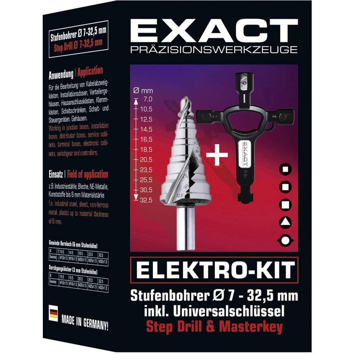 Exact 70606 HSS Stufenbohrer 7-32.5mm Zylinderschaft 1 Set