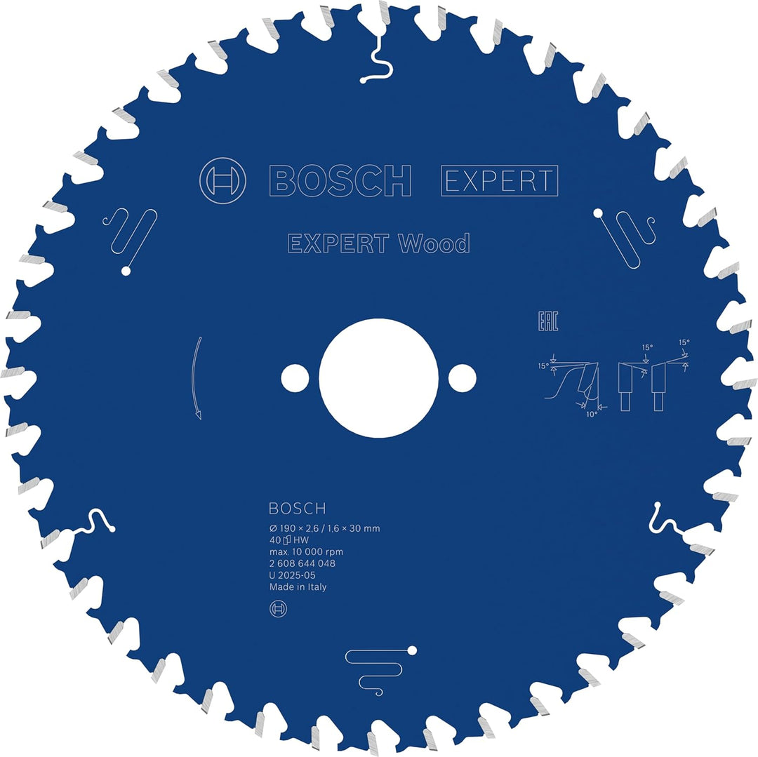Bosch Professional 1x Kreissägeblatt Expert for Wood (Holz, Sägeblatt Ø 190 x 30 x 2,6 mm, 40 Zähne,
