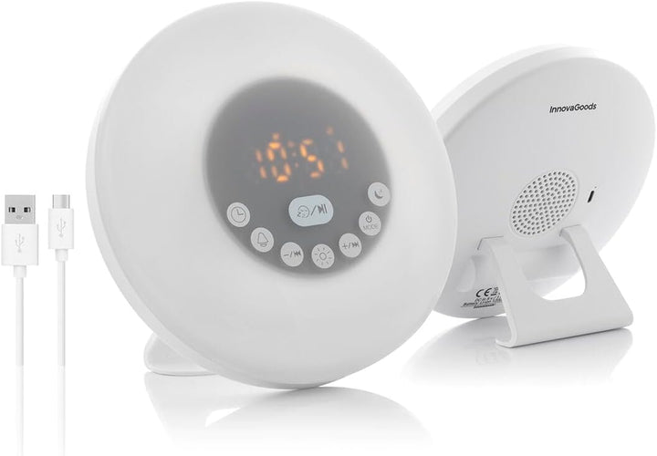 InnovaGoods Aufladbarer Sonnenaufgangswecker mit Lautsprecher Sunrilk, Weiss