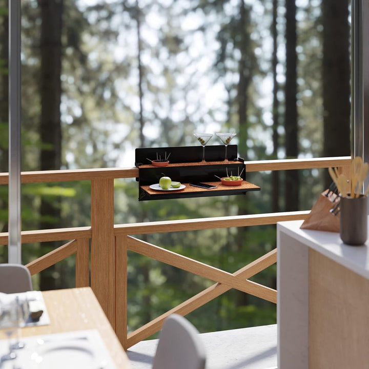 LEVIRA Beistelltische, Balkonhängetisch Klappbar, Balkontisch Hängetisch ForFun, 64 x 35 x 29 - Schw
