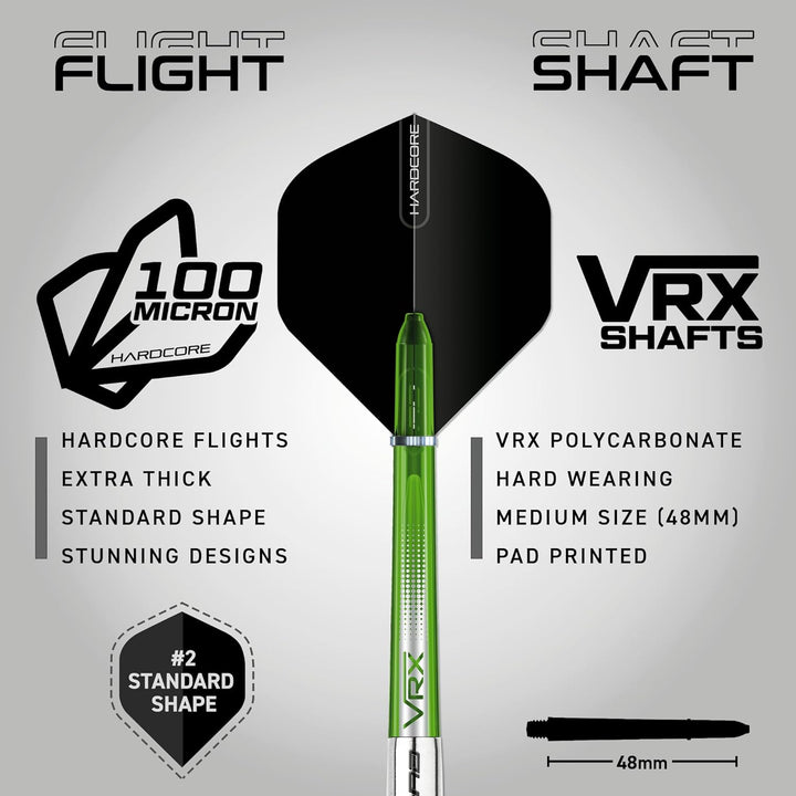 RED DRAGON Featherlite 9: 19g Tungsten Darts Set mit Flights und Schäfte