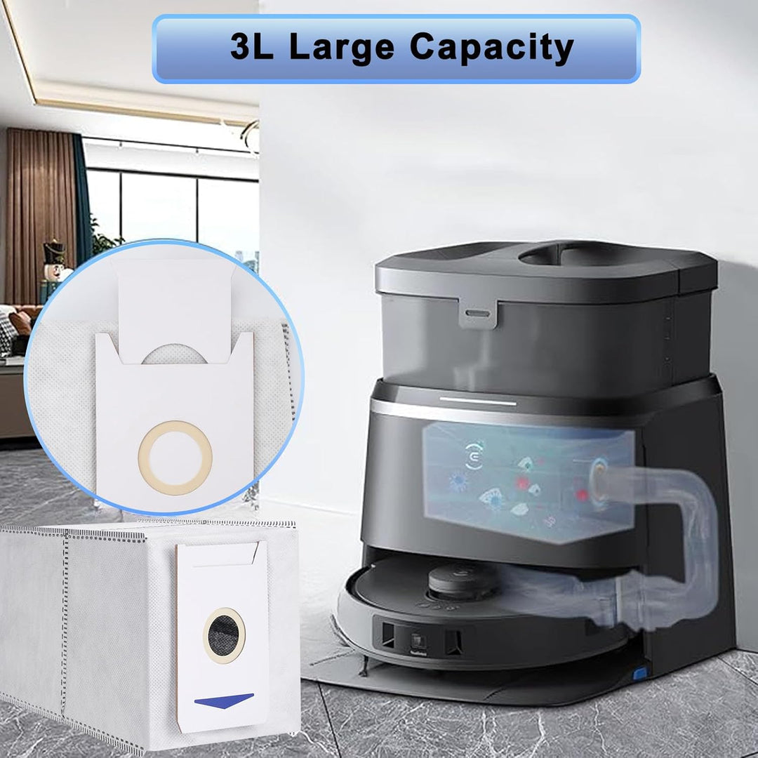 12 Stück Staubbeutel Zubehör für Ecovacs Deebot T30 Omni/ T30 Pro Omni Saugroboter, 3L Grosser Kapaz
