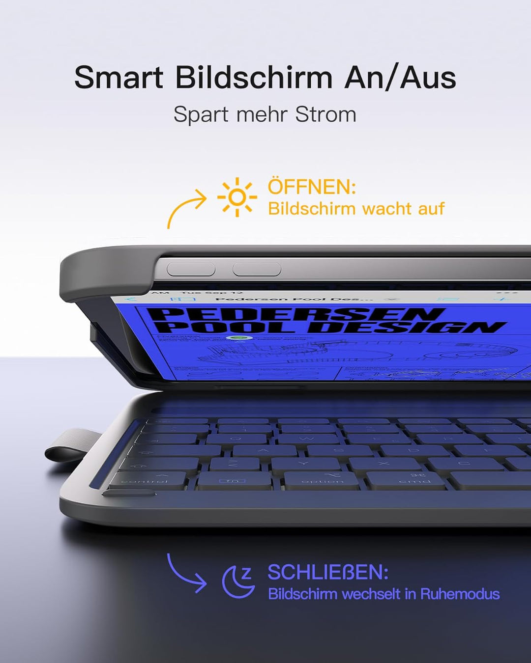 Inateck Tastatur Hülle Kompatibel mit Air 13 Zoll (M3/M2,2025/2024), Ultraleichte Tastatur Hülle für