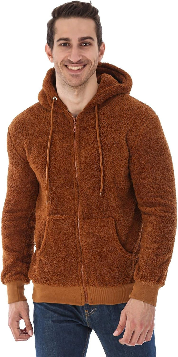 Raff &Taff Herren Kapuzenjacke Teddy Fleece Plüschjacke mit Kapuze Casuale Zip Hoodie Cardigan mit K