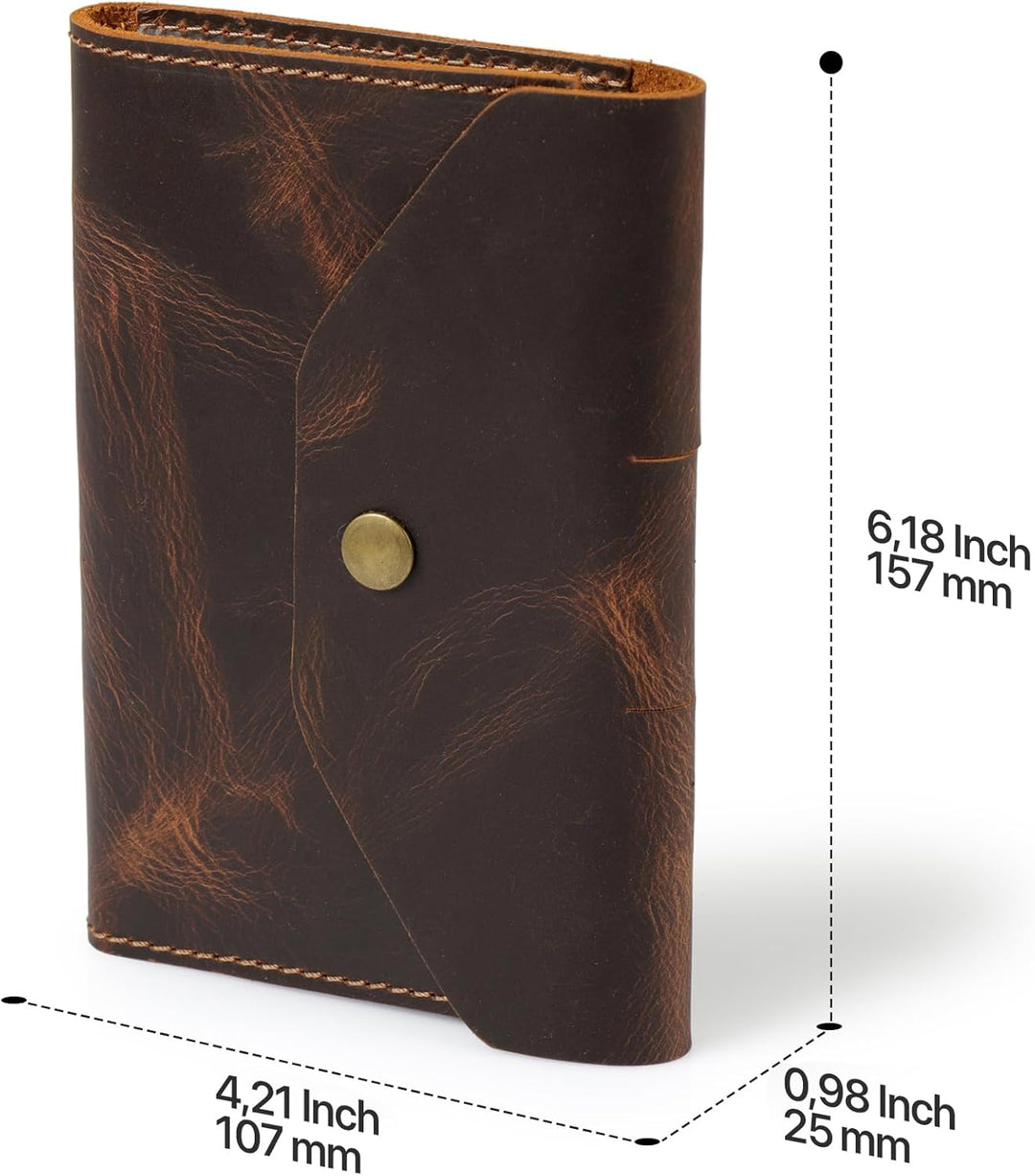 Londo Echtleder Schreibmappe Konferenzmappe mit Notizblock Notizblock und Schloss Braun S, Braun S