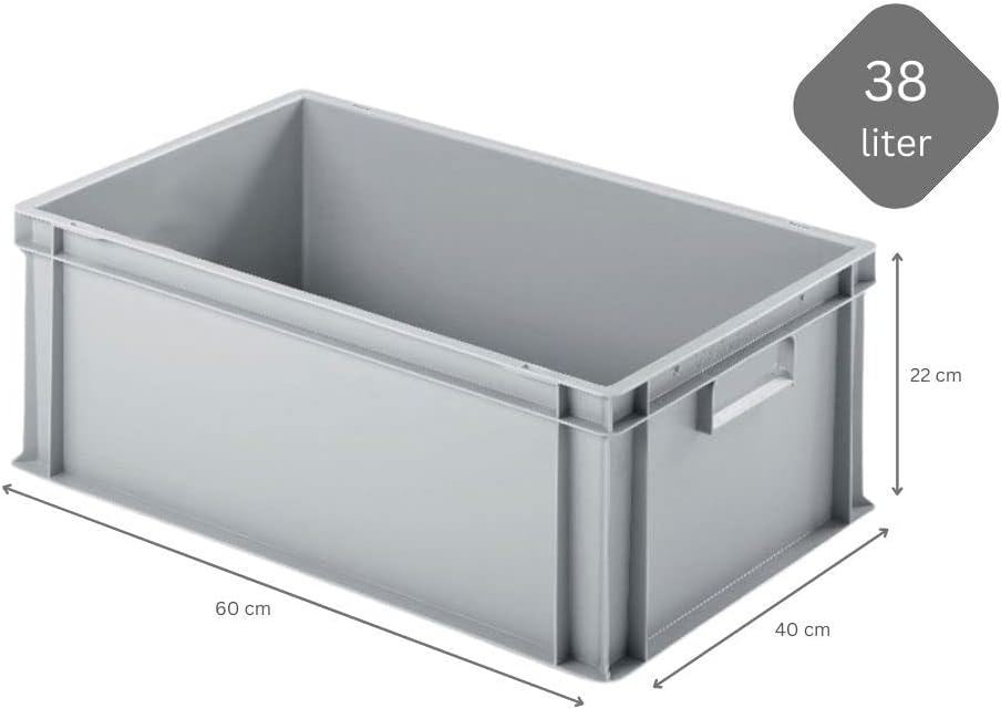 PROREGAL SuperSparSet 5x Eurobehälter mit geschlossenem Griff & Scharnierdeckel | HxBxT 22x40x60cm |