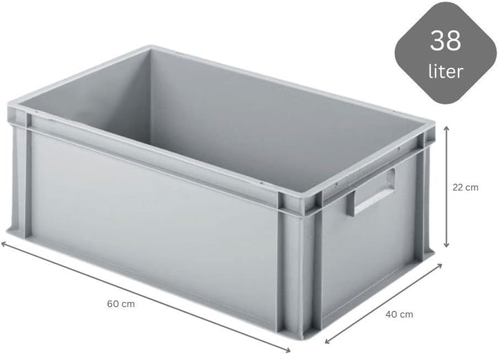 PROREGAL SuperSparSet 5x Eurobehälter mit geschlossenem Griff & Scharnierdeckel | HxBxT 22x40x60cm |