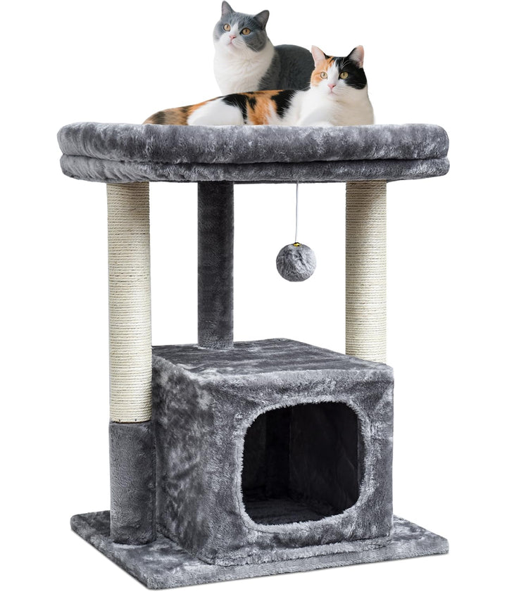 SYANDLVY 68cm Katzenbaum für Indoor-Katzen, Moderne Condo mit Plüsch Perch | Aktivitätsturm mit Krat