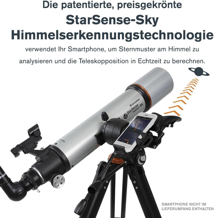 Celestron 22460 StarSense Explorer DX 102AZ Smartphone App-fähiges Refraktor-Teleskop, kompatibel mi