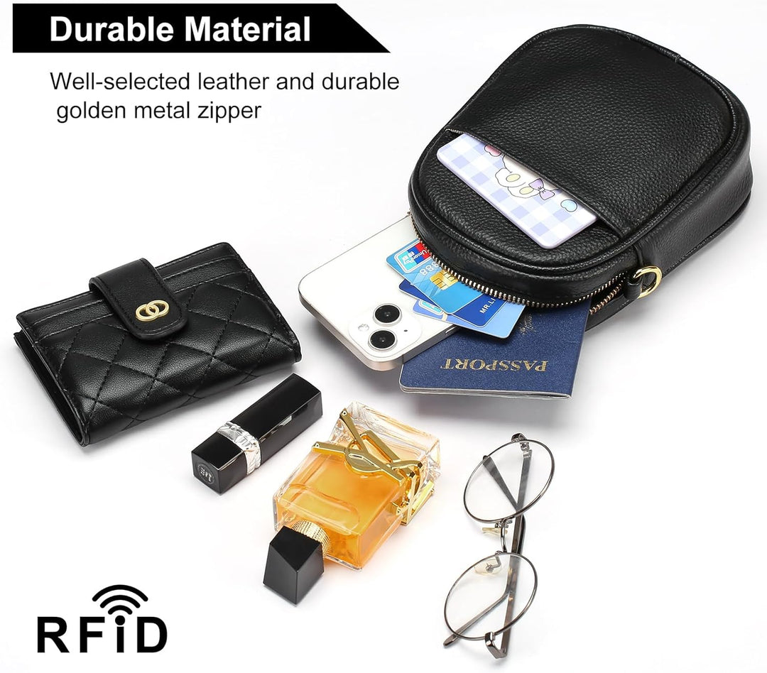 SENDEFN Handy Umhängetasche Damen, Leder Handytasche zum Umhängen Geldbörse Damen, Brieftasche mit V