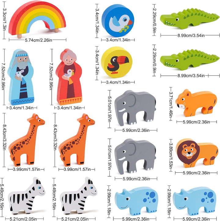 Arche Noah Holz | Holzspielzeug ab 1 2 3 Jahr Kinder | Taufgeschenke für Jungen Mädchen | Montessori