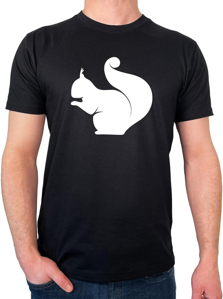 Huuraa Herren T-Shirt Eichhörnchen Silhouette Bio Baumwolle Fairtrade Oberteil Grösse S-3XL mit Moti