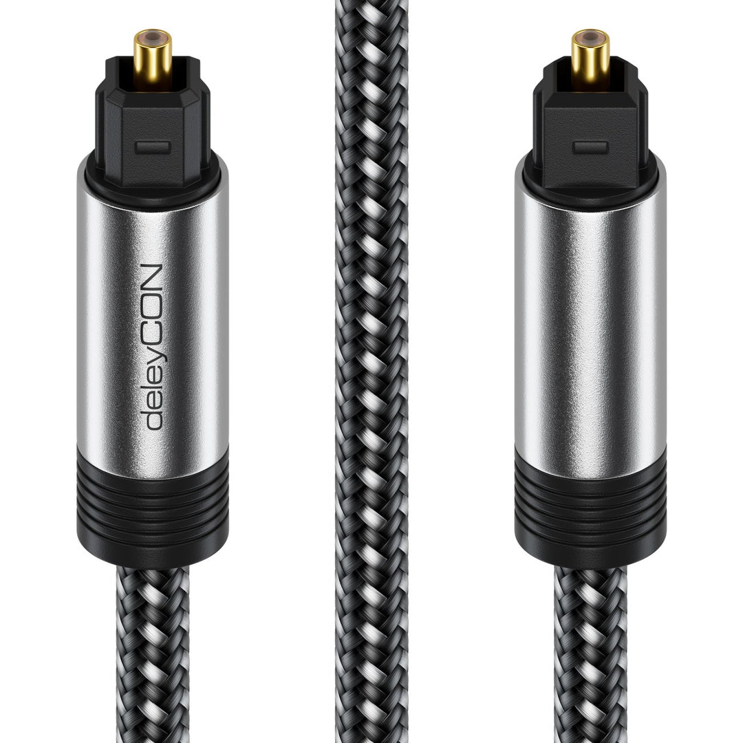 deleyCON 15m Toslink Kabel Optisches Digital Audio Kabel mit Metallstecker & Nylon Mantel - SPDIF Li