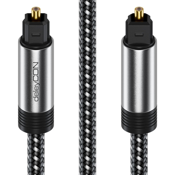 deleyCON 15m Toslink Kabel Optisches Digital Audio Kabel mit Metallstecker & Nylon Mantel - SPDIF Li