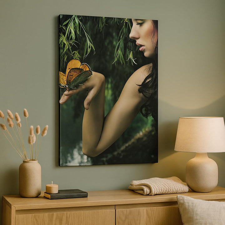 Bilder auf Leinwand 55x100cm Leinwandbild mit Rahmen Körper Kosmetik Mode Schmetterling Gross Wandde