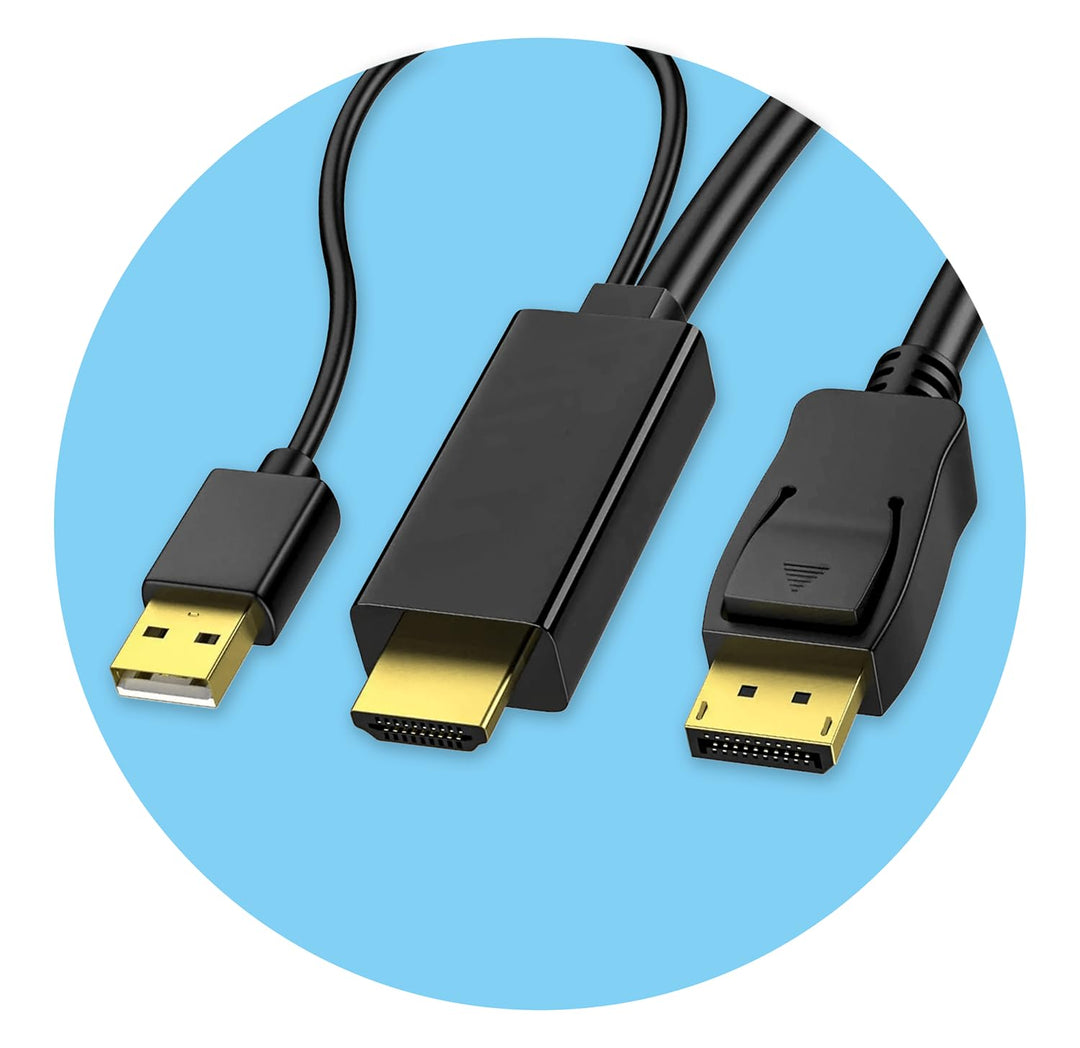 Reagle HDMI zu DisplayPort Kabel 4K 60Hz - Einweg-Übertragung, Plug &amp; Play, USB-A Stromversorgung, U