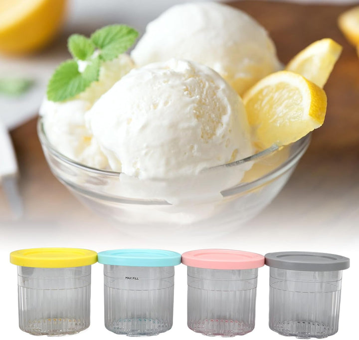 4er-Pack Wiederverwendbare 600-ml-Eisbecher – Spülmaschinenfeste Gefrierbehälter für Eismaschinen de