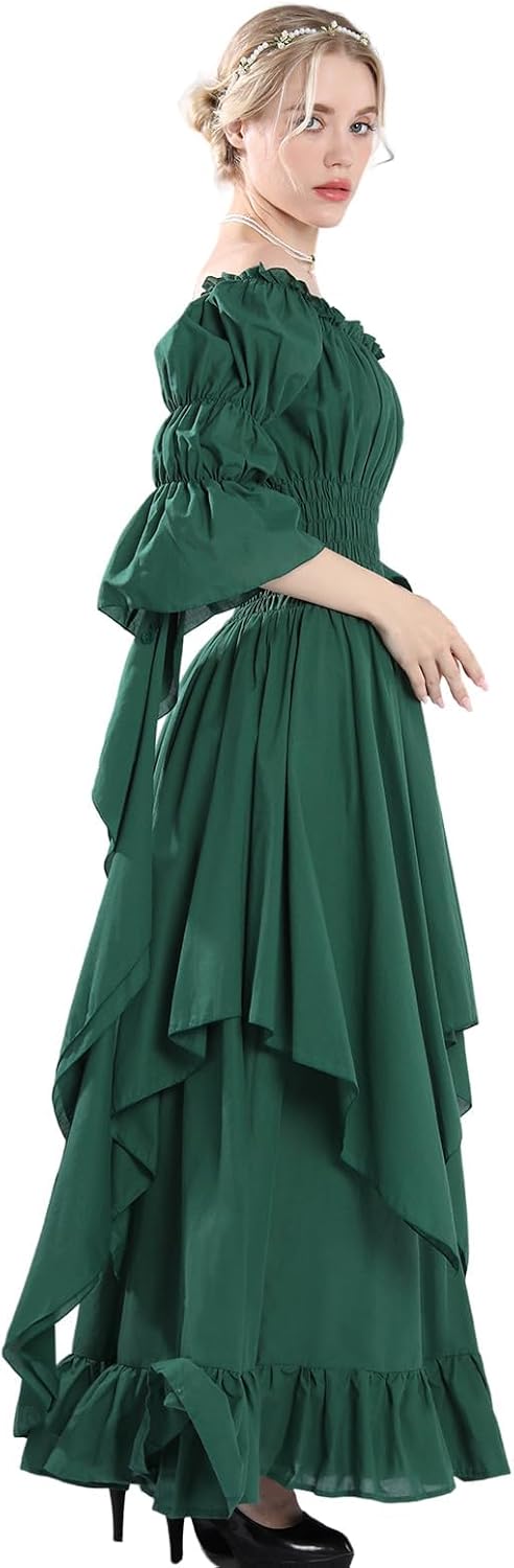 Fiamll Viktorianisches Kleid Renaissance Kostüm Frauen Gothic Hexenkleid Mittelalterliches Hochzeits