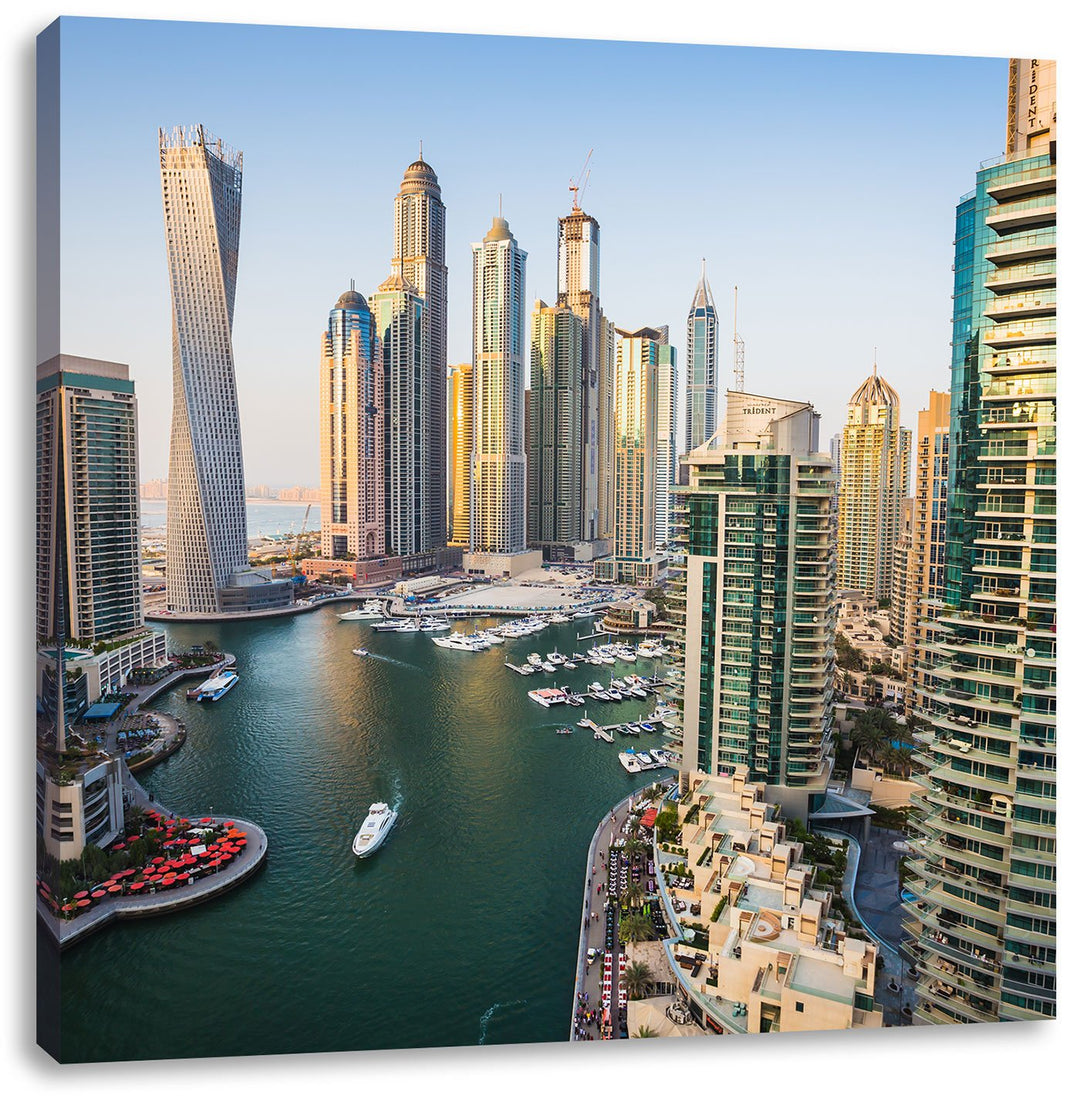 Pixxprint Dubai Metropole, Format: 70x70 auf Leinwand, XXL riesige Bilder fertig gerahmt mit Keilrah