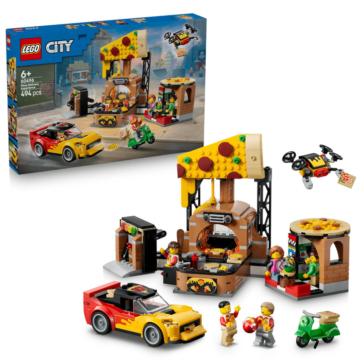 LEGO City Pizza-Liefererlebnis mit Fahrzeugen - inkl. Spielzeugauto, Roller, Drohne, Arcade-Automat