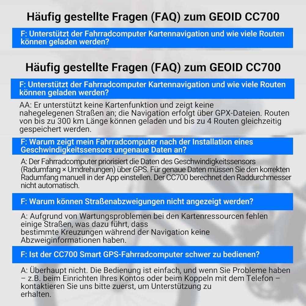 GEOID CC700 GPS Fahrradcomputer kabellos mit 2,8 Zoll Farbbildschirm – Fahrradtacho mit Route-Naviga