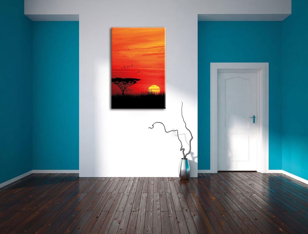 Roter Sonnenuntergang in Afrika, Format: 100x70 auf Leinwand, 100x70