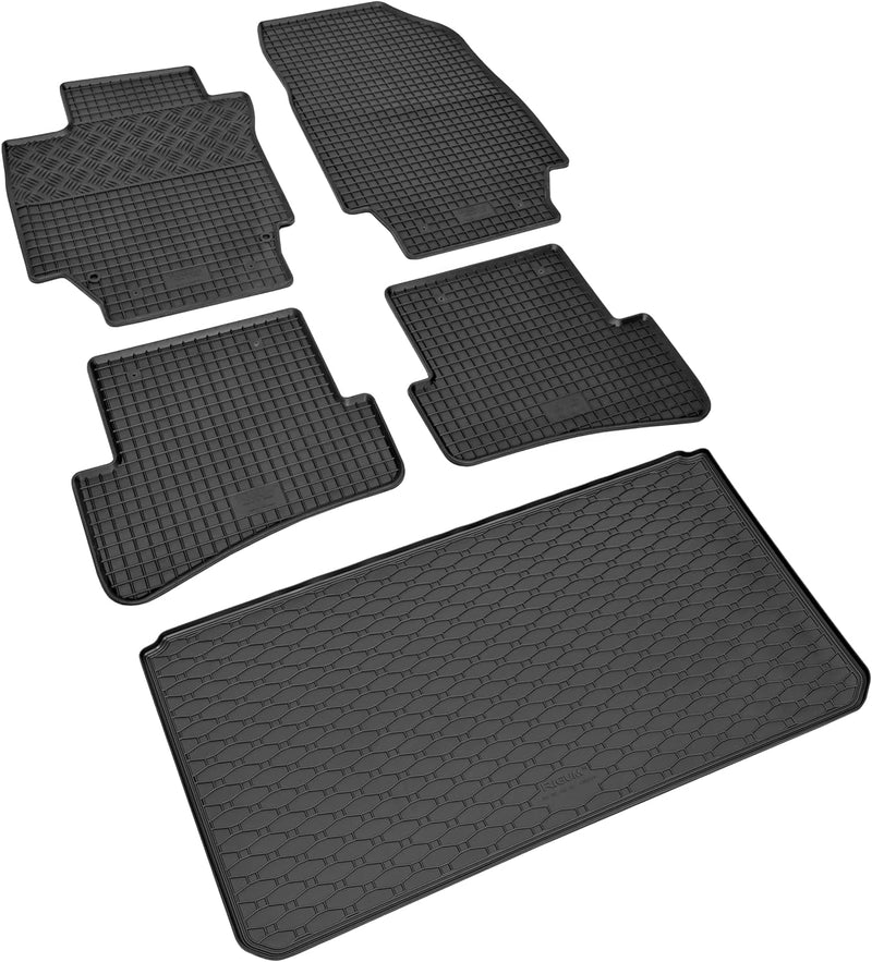 Passgenaue Kofferraumwanne und Gummifussmatten geeignet für Renault Captur ab 2013 + Gurtschoner