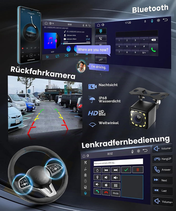 VECHTEL Autoradio 1 Din mit Drahtlos Carplay Android Auto, 10.1 Zoll HD IPS Touchscreen Autoradio mi