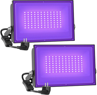 Onforu 2er 50W LED UV Strahler, Schwarzlicht Strahler mit Stecker, IP66 Wasserdicht Schwarzlichtlamp