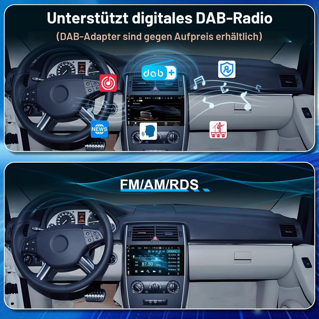 Autoradio Android 14.0 für Mercedes-Benz A-Klasse W169/B-Klasse W245/Viano/Vito W639/Sprinter W906,