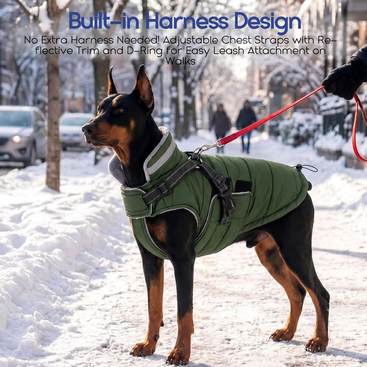 ASENKU Hundemantel für Kleine Hunde mit Geschirr, Warme Fleece Hundemantel Winter Wasserdicht Mit Br