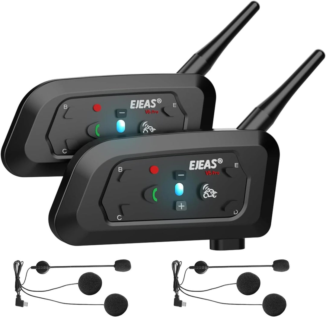 VNETPHONE V6 Motorrad Intercom Bluetooth Headsets 1200m bis zu 6 Reiters DSP-Rauschunterdrückung, Wa