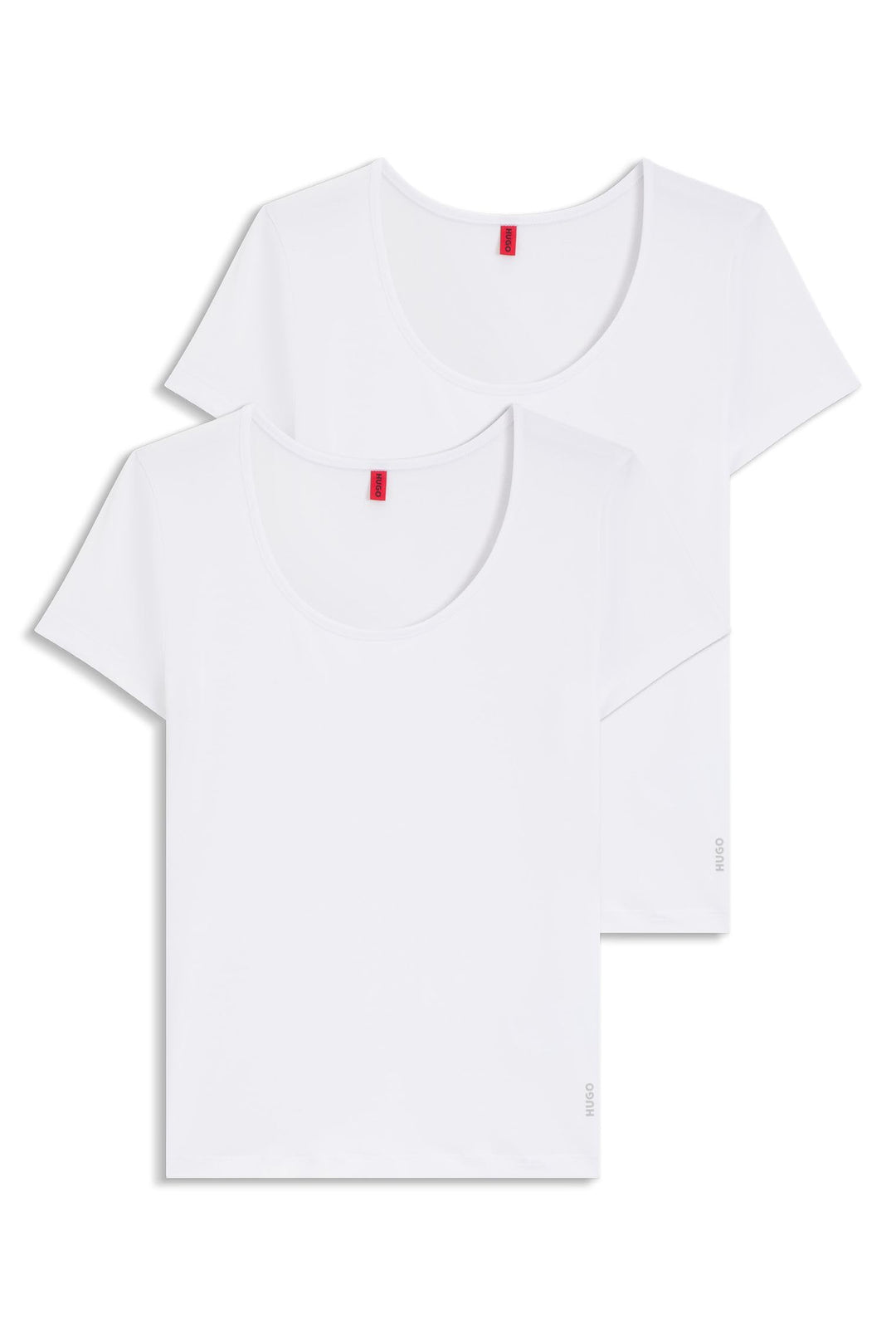 HUGO Damen Twin T-Shirt RN Zweier-Pack T-Shirts aus Stretch-Baumwolle mit Logos XS White100, XS Whit
